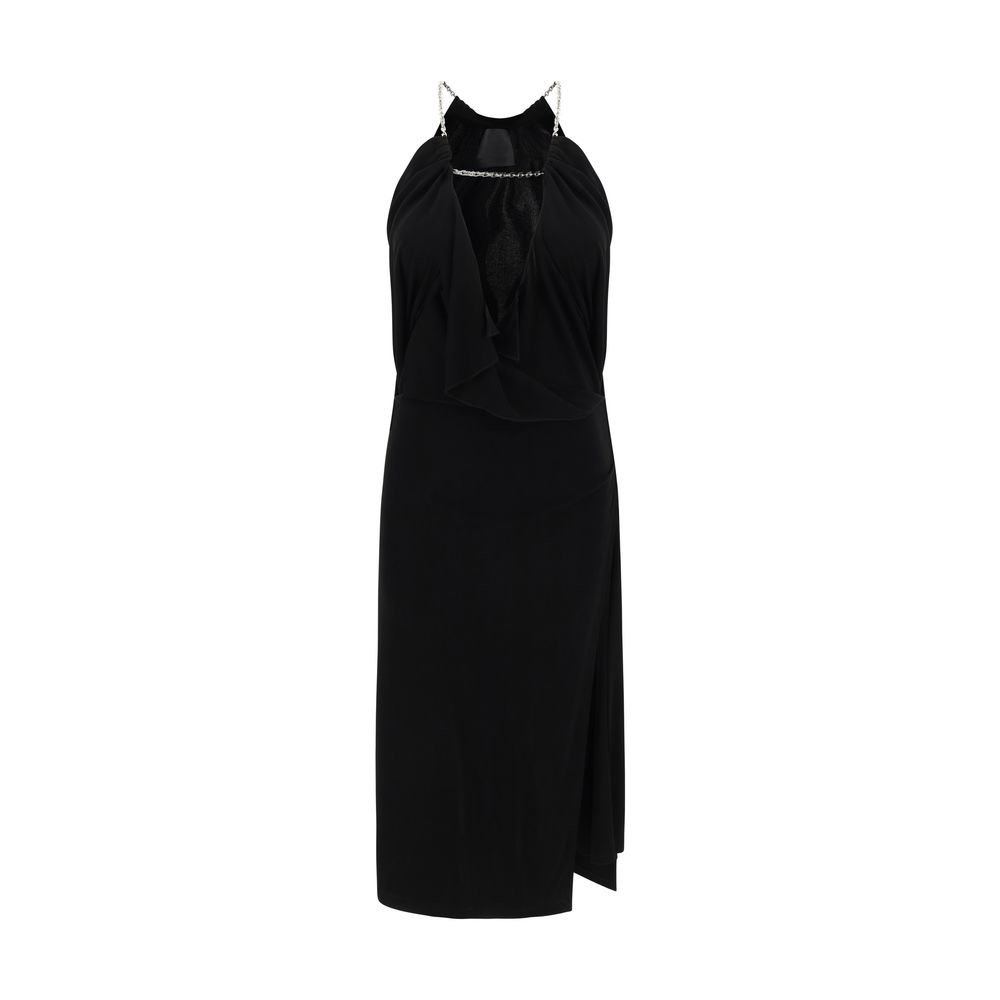 Givenchy Plunge Neckline Black Midi Dress
