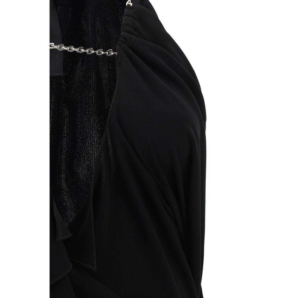 Givenchy Plunge Neckline Black Midi Dress