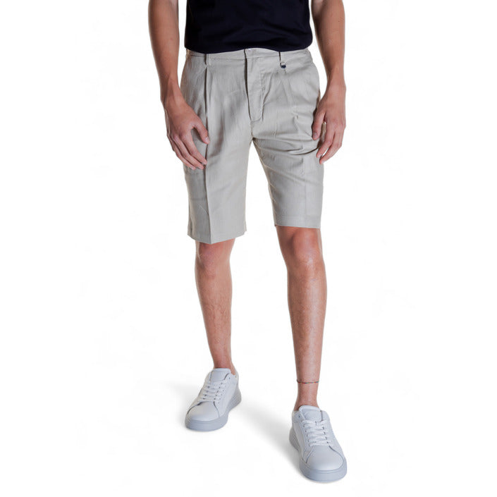 Antony Morato Minimalist Linen-Blend Navy Blue/Beige Shorts