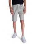 Antony Morato Minimalist Linen-Blend Navy Blue/Beige Shorts