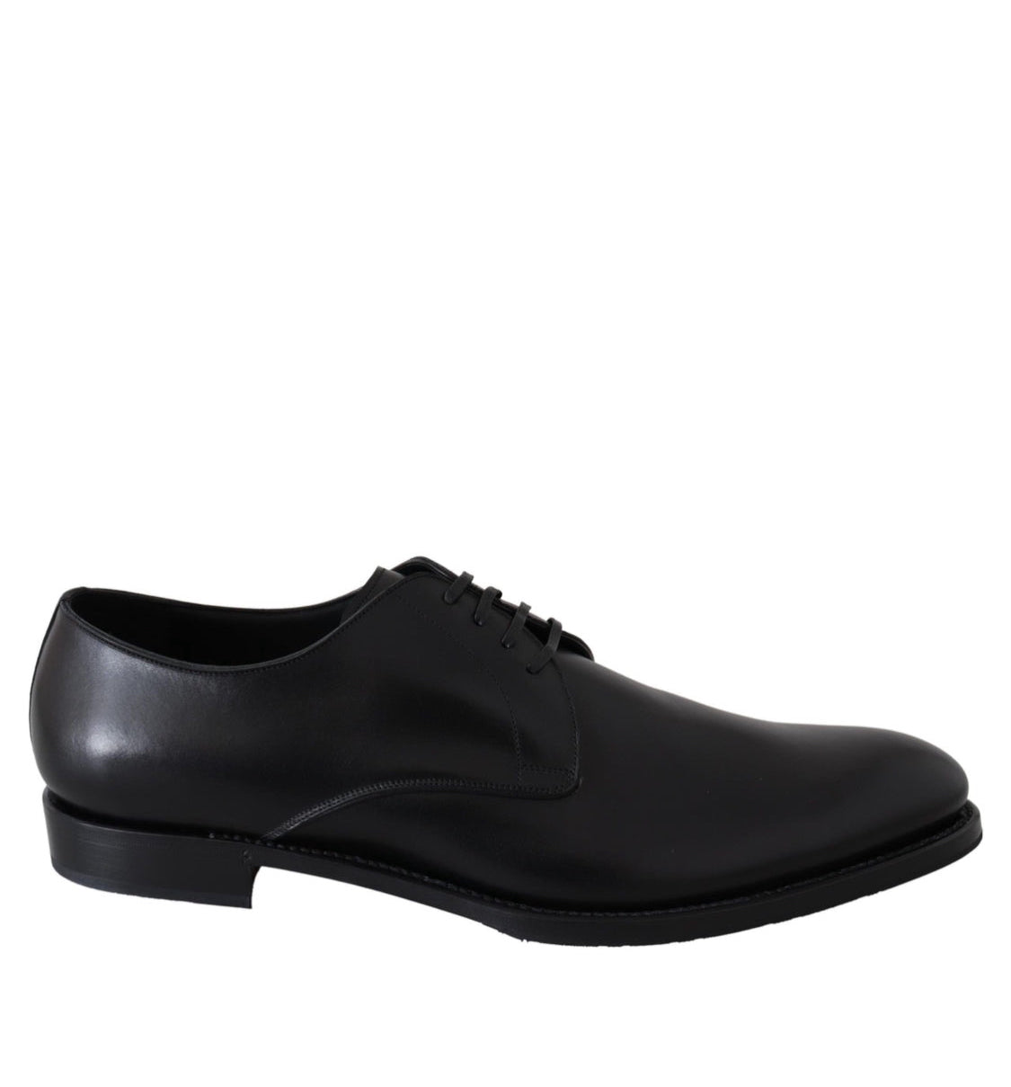 Dolce & Gabbana Black Leather Handcrafted Derby Shoes