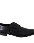 Dolce & Gabbana Black Leather Handcrafted Derby Shoes