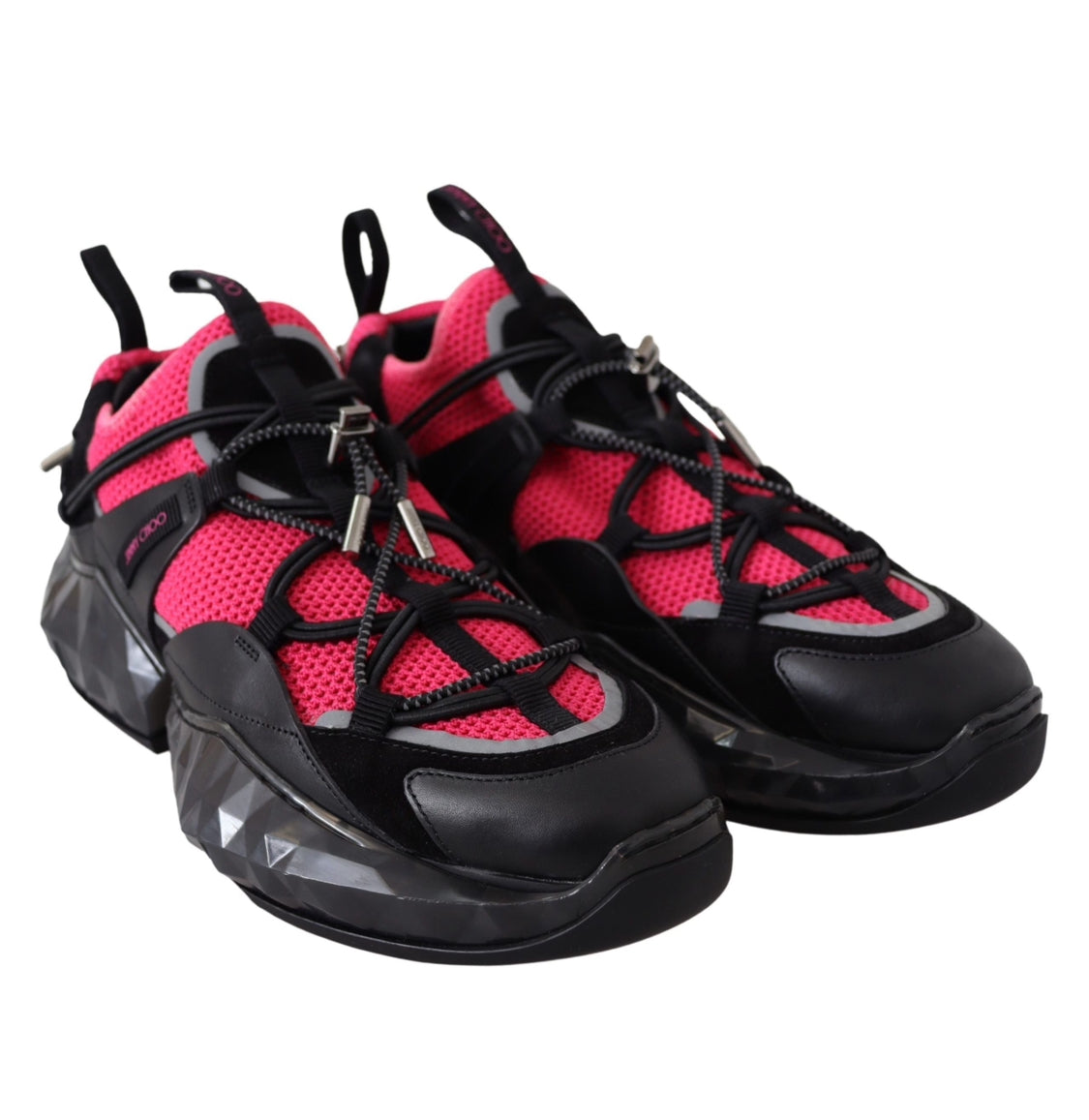 Jimmy Choo Electric Red & Black Leather Low Top Sneakers