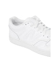 New Balance All White Leather Low Top Lace Up Sneakers