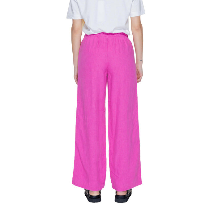 Only Linen Blend Hot Pink Fuchsia Wide Leg Pants