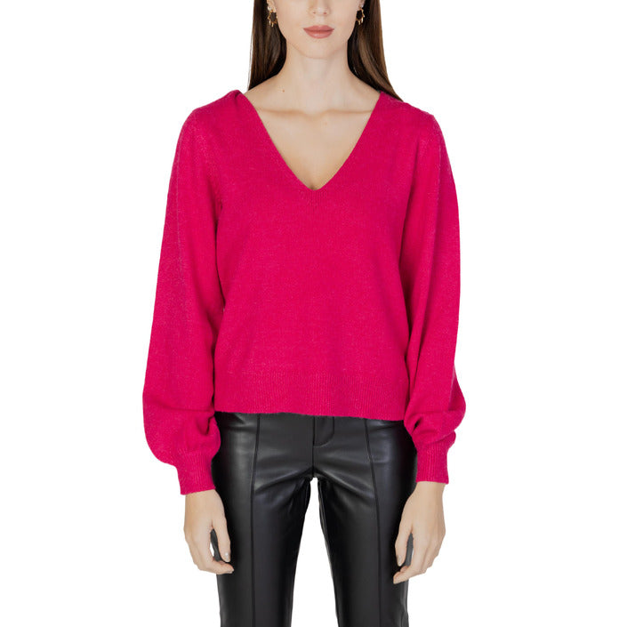 Vila Clothes V-Neck Sweater &amp; Knit Top -  fuchsia pink