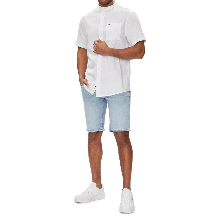 Tommy Hilfiger Jeans Logo Organic Cotton-Linen Shirt - white