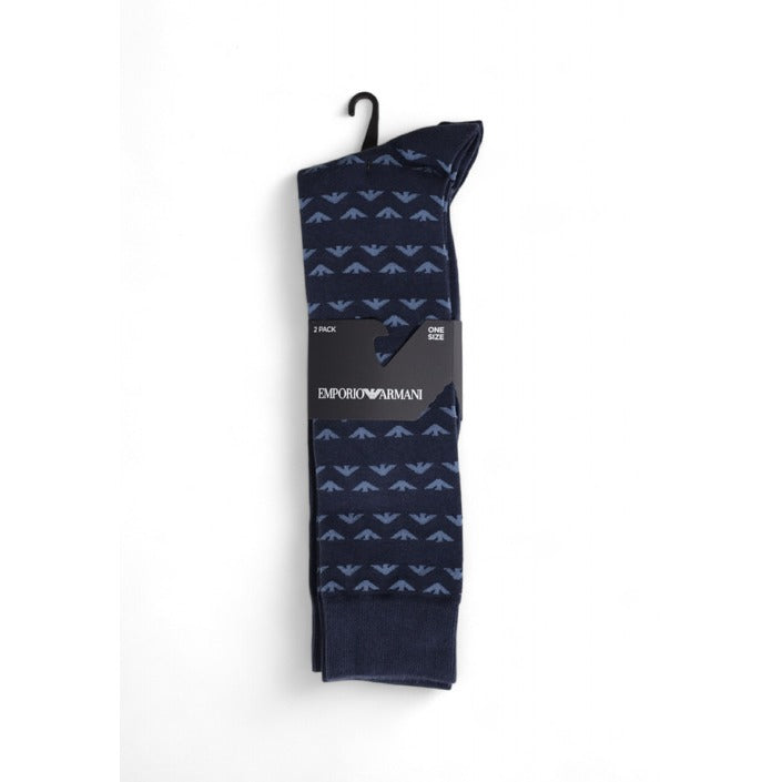 Emporio Armani Logo 100% Cotton High Socks - 2 Pack