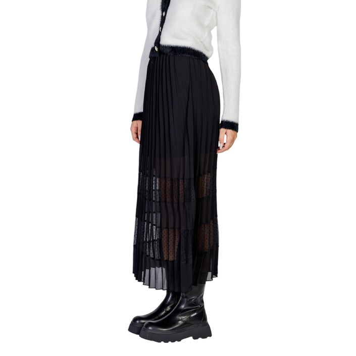 Morgan De Toi Black Sheer Midi Skirt