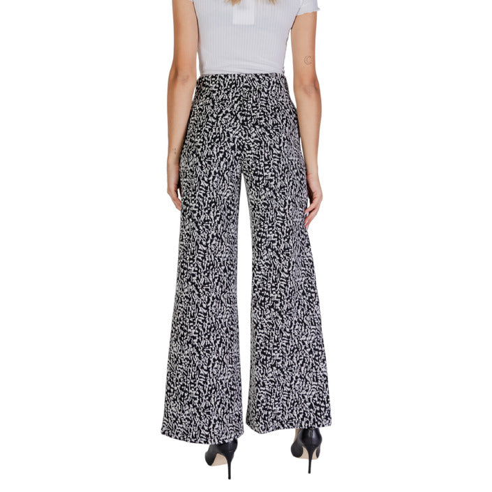 Ichi Abstract Pattern Wide Leg Pants Cotton-Blend