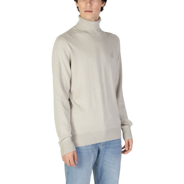 Boss Logo Cotton-Cashmere Turtleneck Sweater