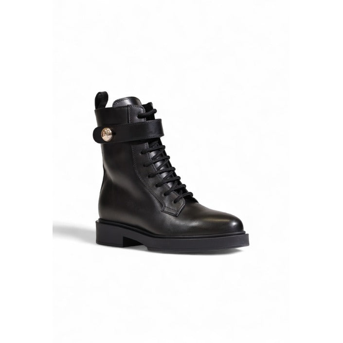 Furla Minimalist Leather Tactical Lace-Up Ankle Boots - Black