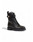 Furla Minimalist Leather Tactical Lace-Up Ankle Boots - Black