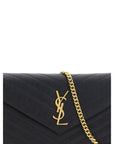 YSL logo slim chevron quilted black leather shoulder bag