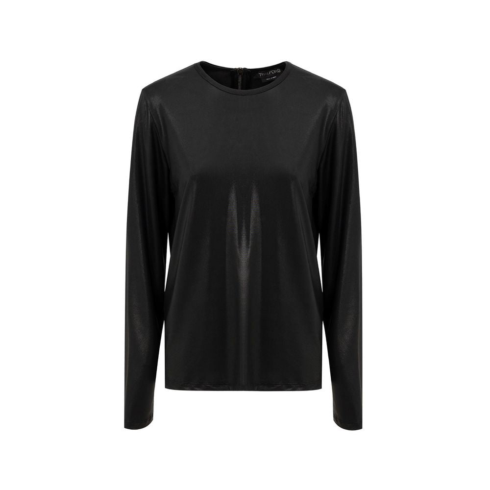 Tom Ford Long Sleeve Shimmer Top - Black