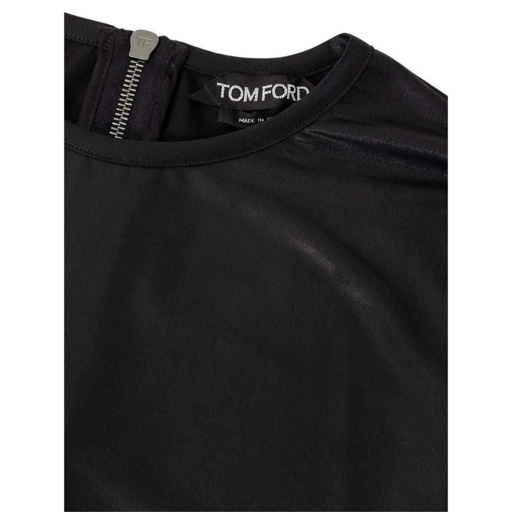 Tom Ford Long Sleeve Shimmer Top - Black