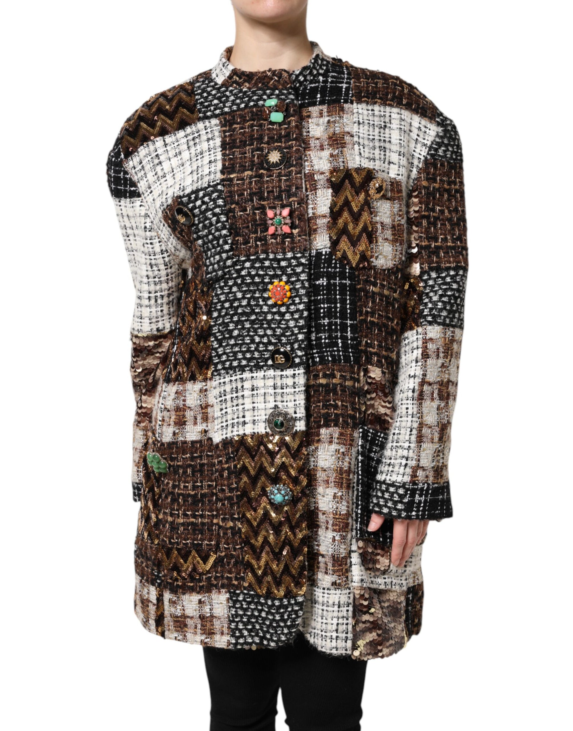 Dolce & Gabbana Patchwork & Mismatch Button Coat