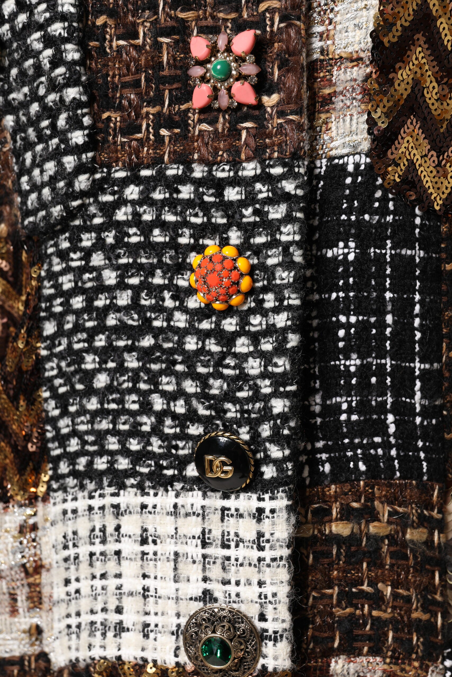 Dolce &amp; Gabbana Patchwork &amp; Mismatch Buttons Coat