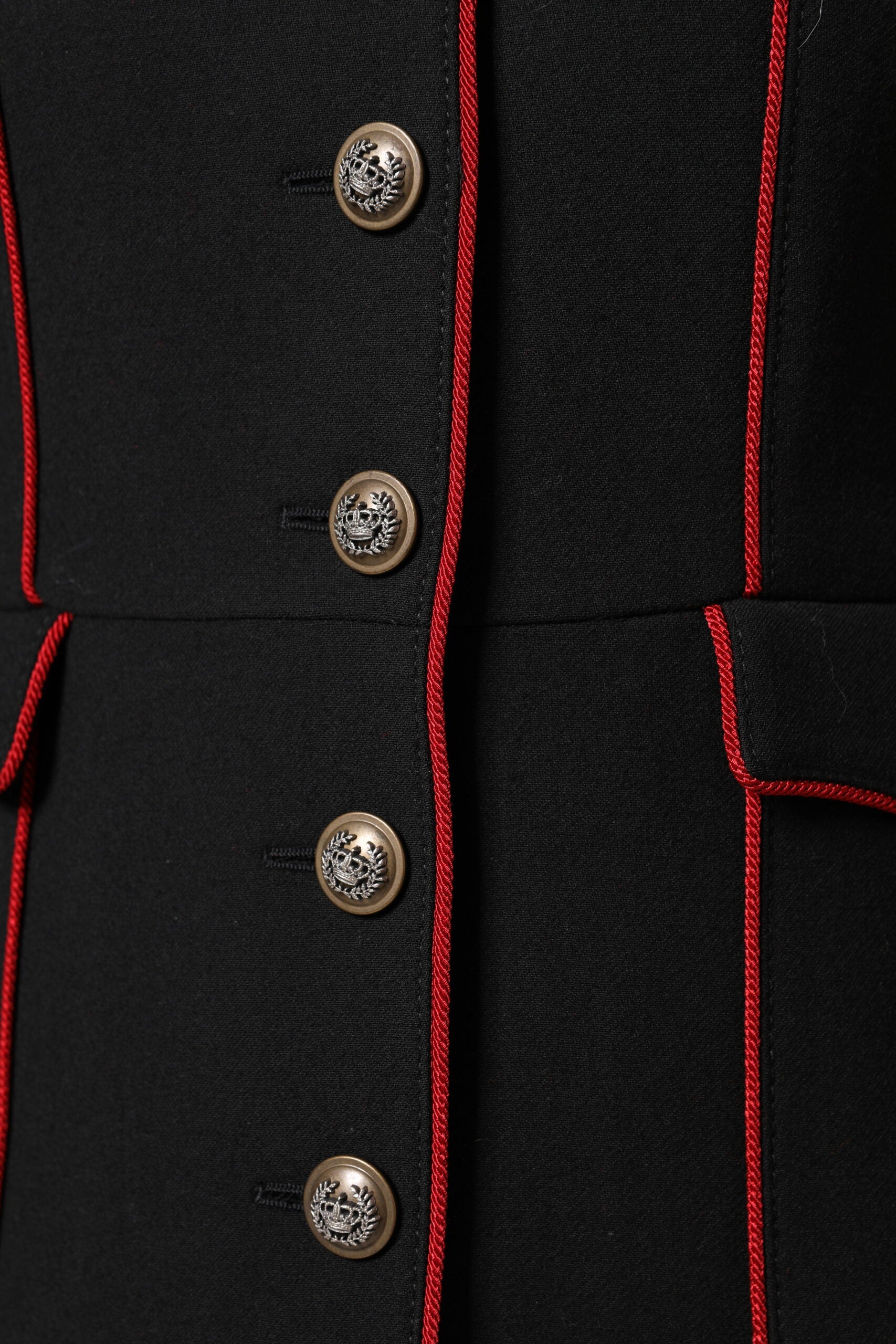 Dolce &amp; Gabbana Long Military Coat - Black &amp; Red