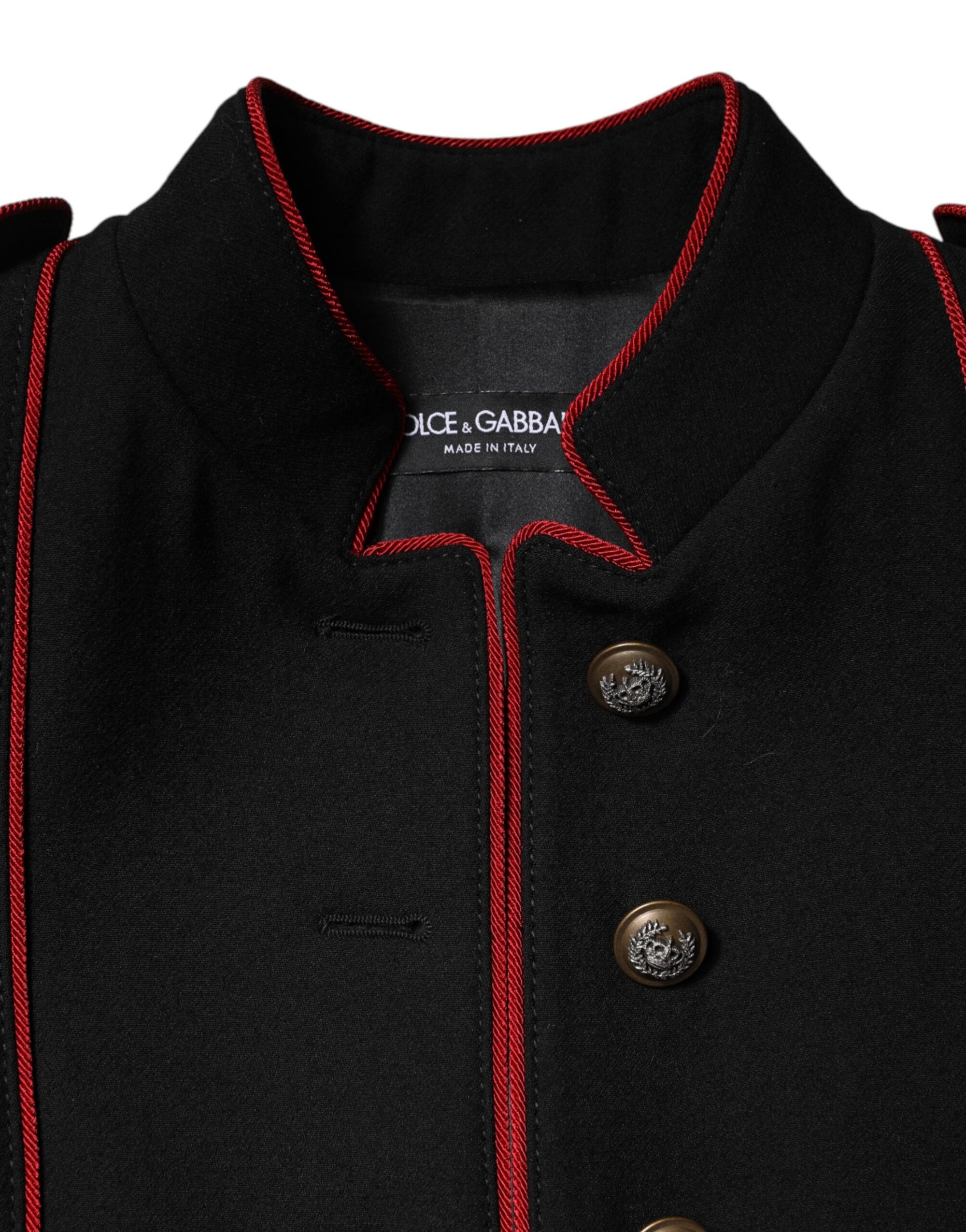 Dolce &amp; Gabbana Long Military Coat - Black &amp; Red