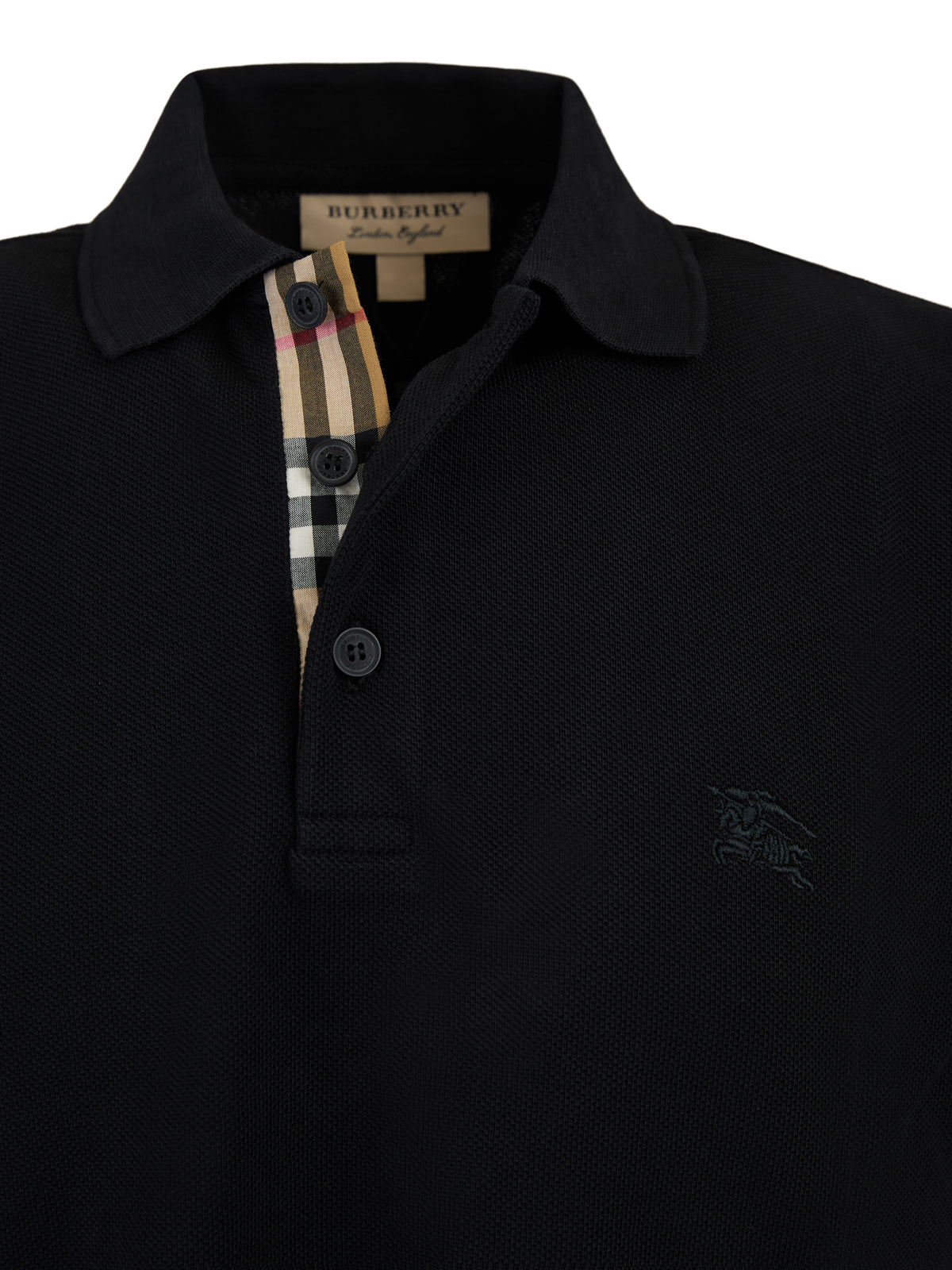 checked collar cotton polo top