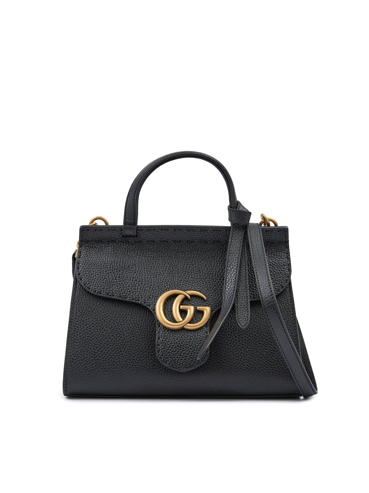 Gucci Black Leather GG Marmont Satchel Handbag