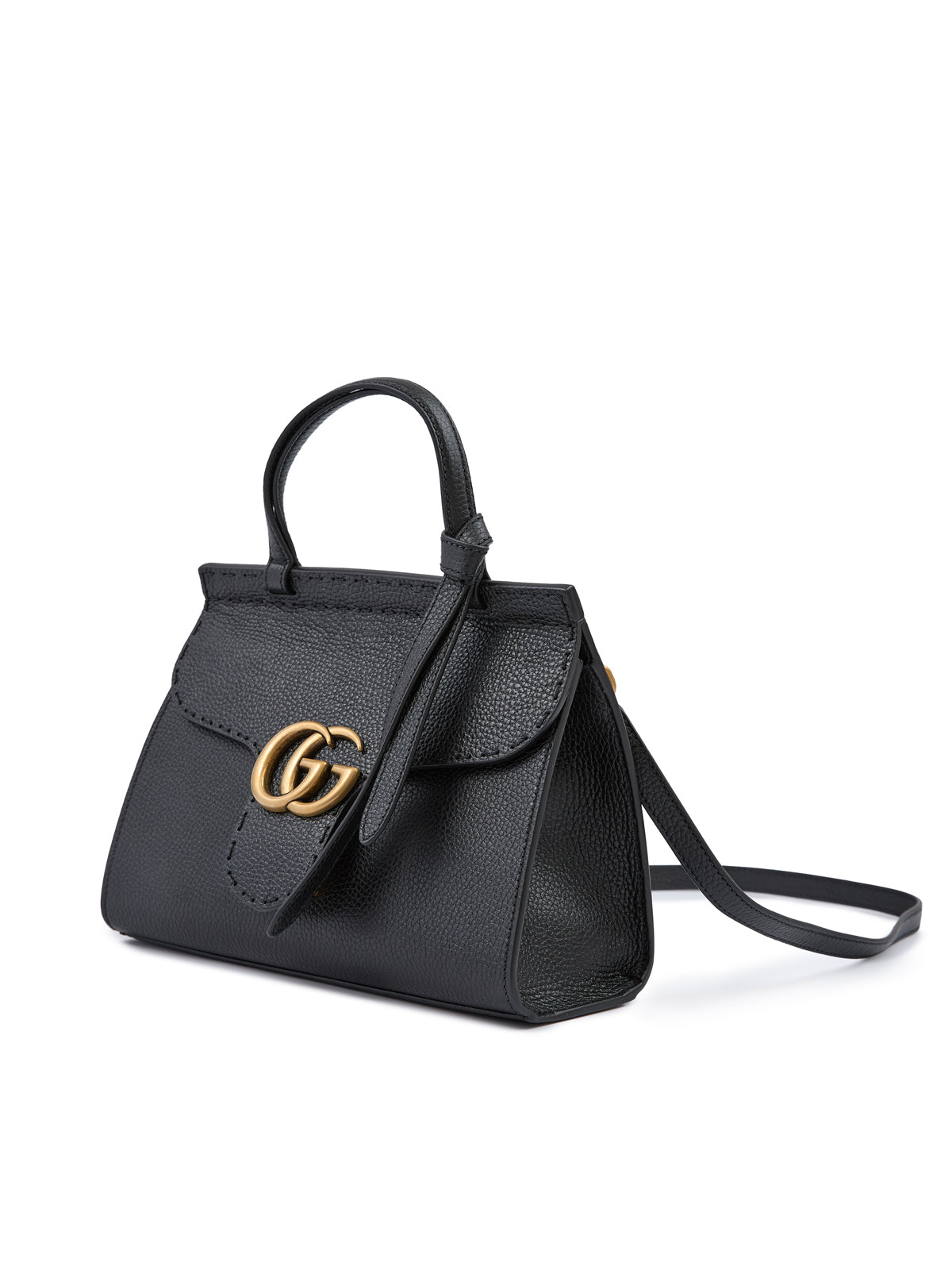 Gucci Black Leather GG Marmont Satchel Handbag