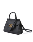 Gucci Black Leather GG Marmont Satchel Handbag