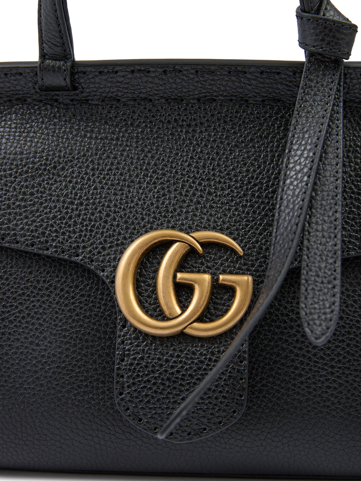 Gucci Black Leather GG Marmont Satchel Handbag