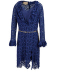 Gucci Floral Lace Midi Dress With Gold Belt