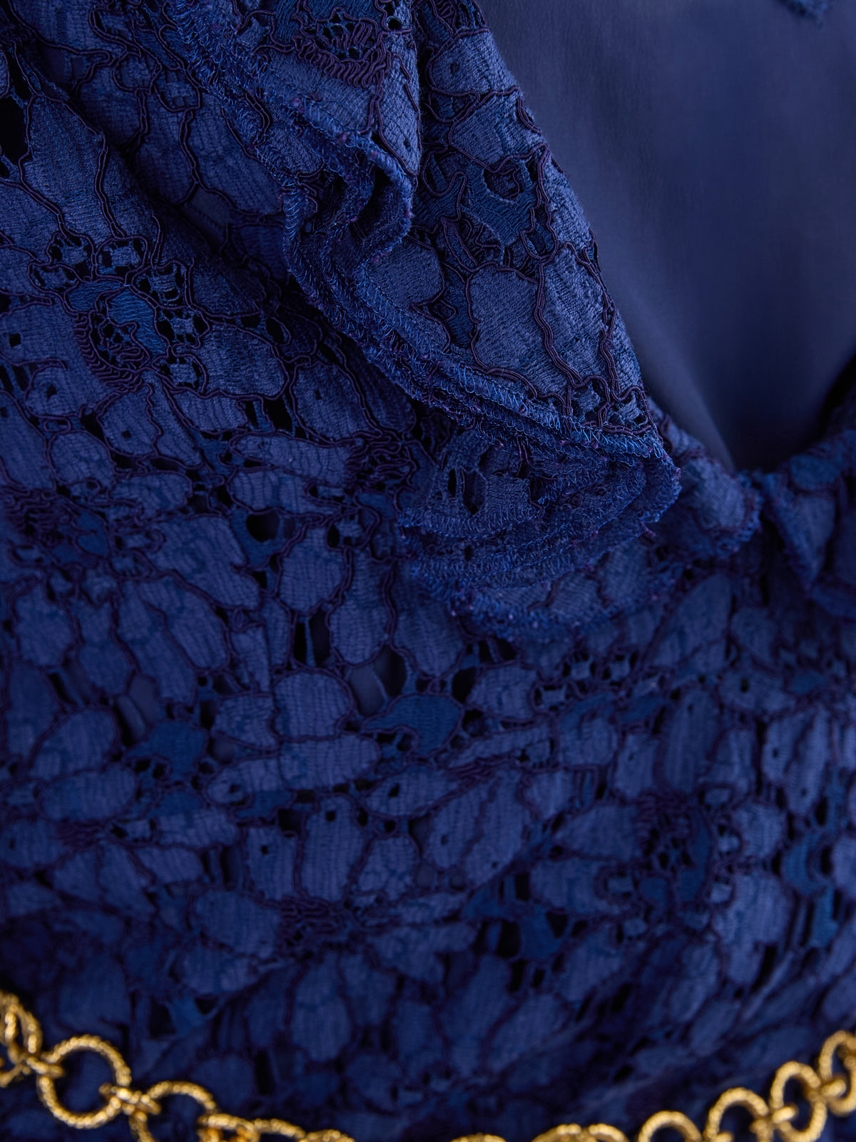 Gucci Floral Lace Midi Dress With Gold Belt