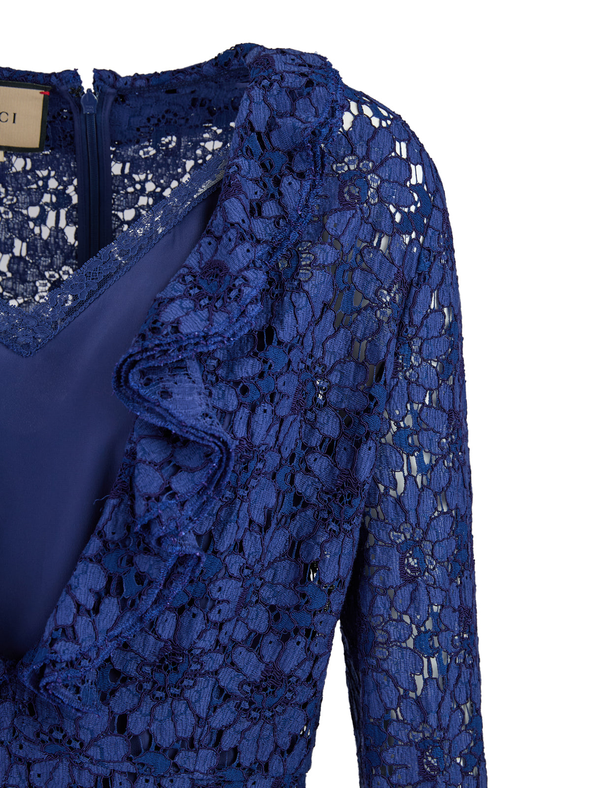 Gucci Floral Lace Midi Dress With Gold Belt