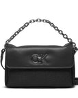 Calvin Klein Logo Cable Chain Top Handle Handbag - Black