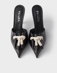 Prada black nappa leather pointed toe heeled pumps