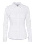 Ichi Cotton-Blend White Short Collar Shirt