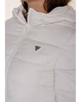 Guess Logo Hooded Longline Parka - cream/white