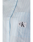 Calvin Klein Jeans Logo Striped Crop Shirt - Pure Cotton