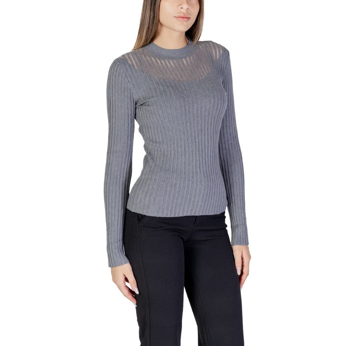 Morgan De Toi Long Sleeve Grey Knit Top