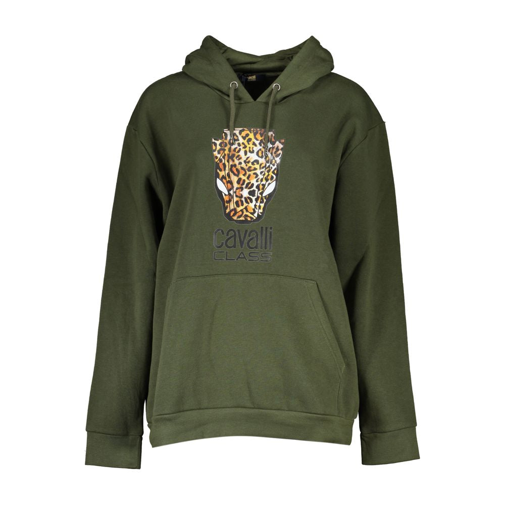 Cavalli Class Leopard Print Hoodie - Military Green