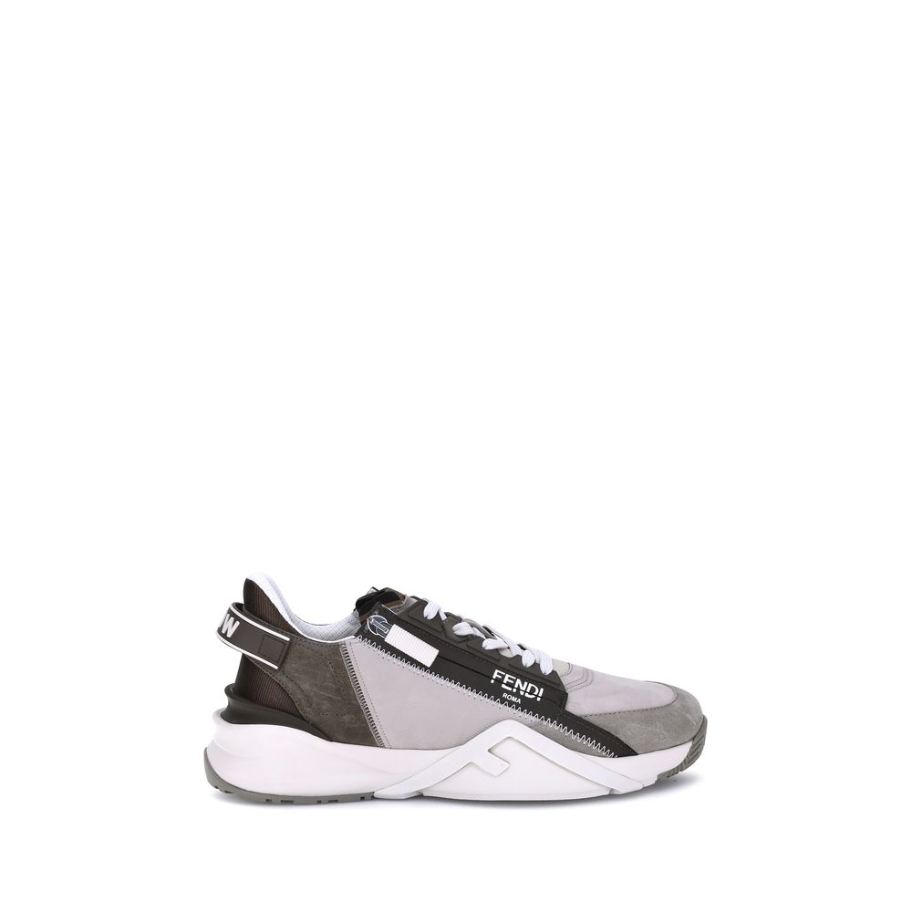 Fendi Flow Gray/Grey Leather Low Top Sneakers