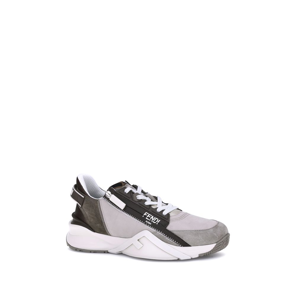 Fendi Flow Gray/Grey Leather Low Top Sneakers