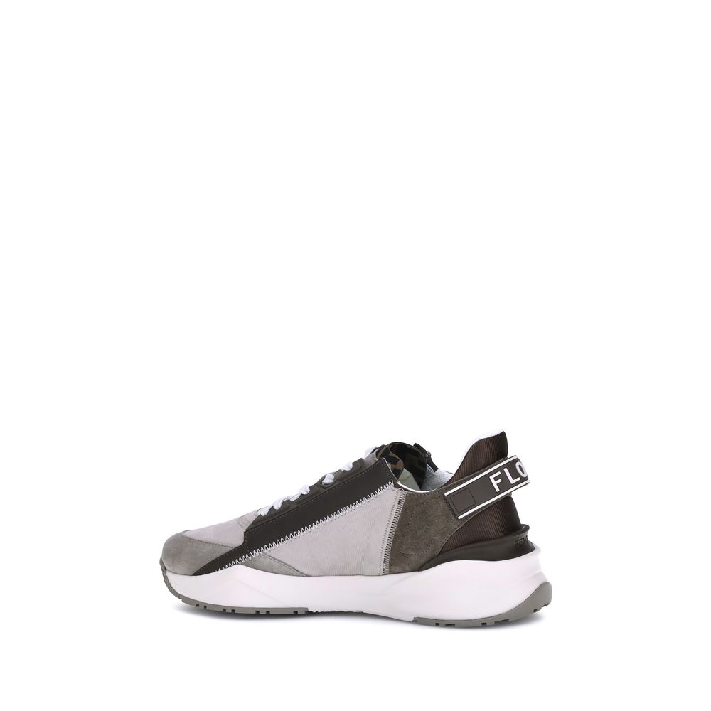 Fendi Flow Gray/Grey Leather Low Top Sneakers