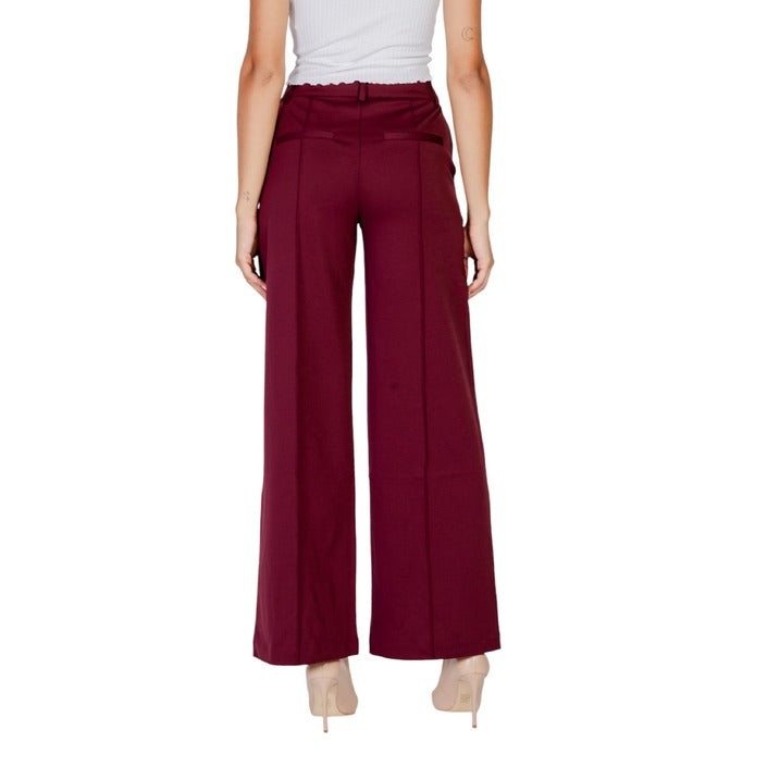 Ichi Wide Leg Fit Pants - Red Bordeaux 