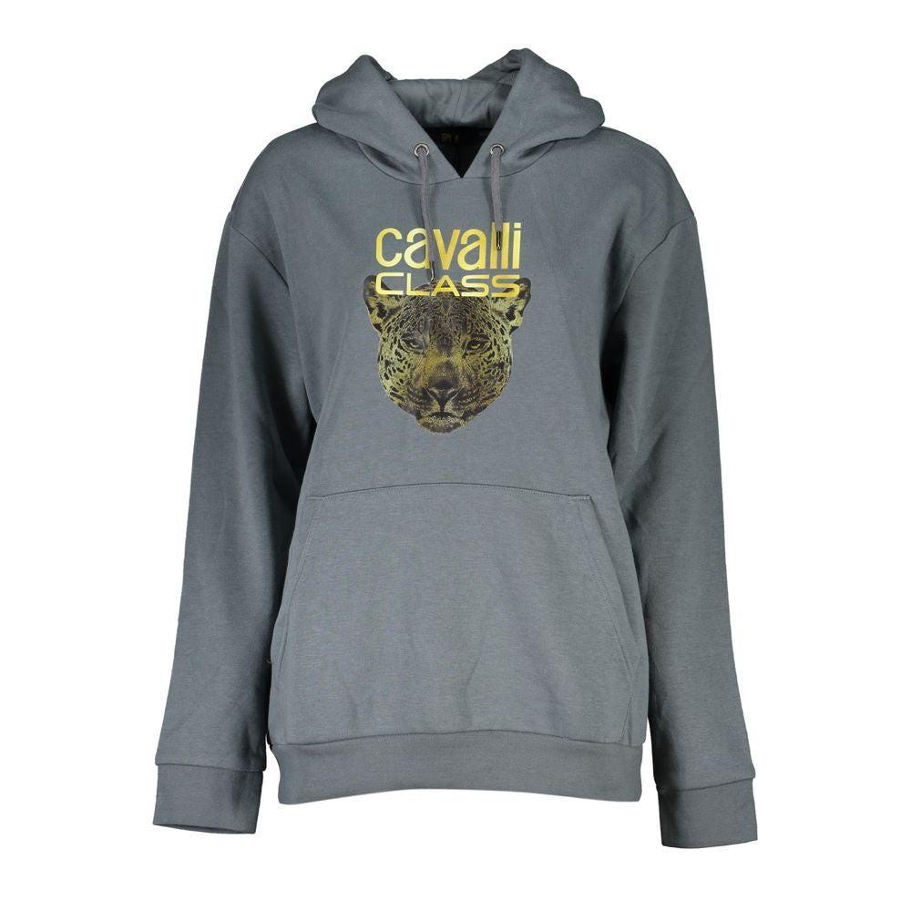 Cavalli Class Leopard Print Hoodie - Dark Gray/Grey