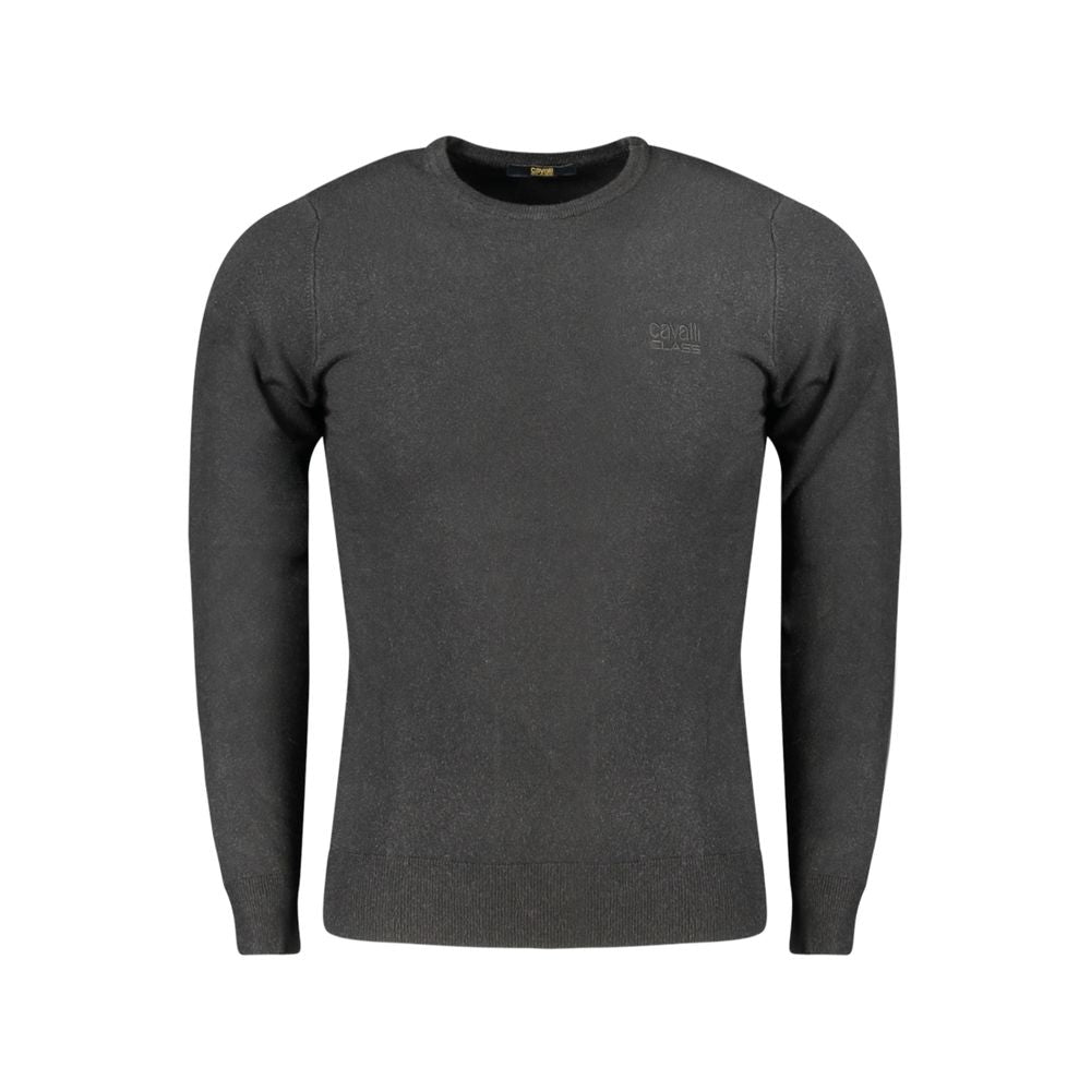 Cavalli Class Charcoal Black Fitted Sweater