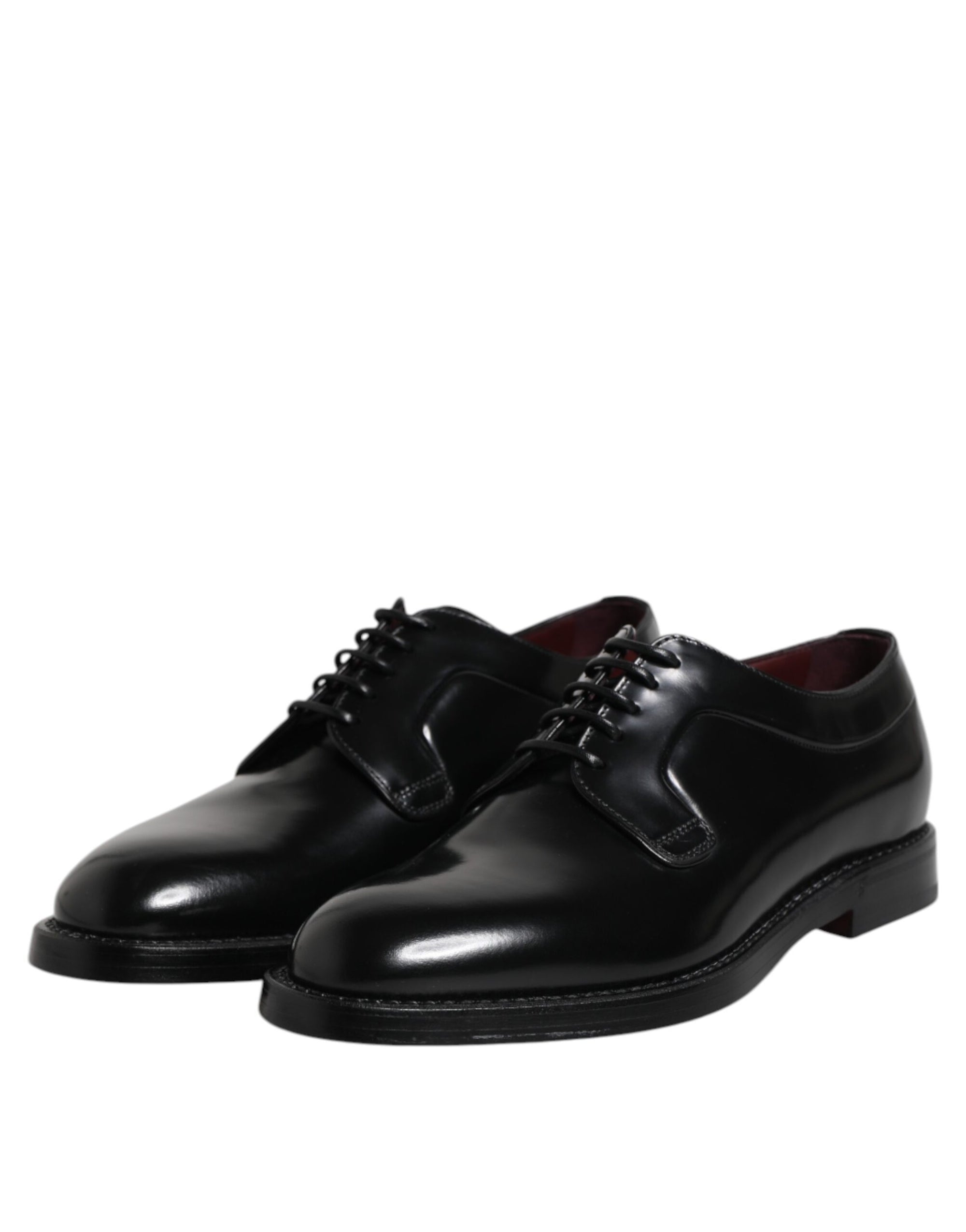 Dolce & Gabbana Black Leather Lace-Up Derby Formal Shoes