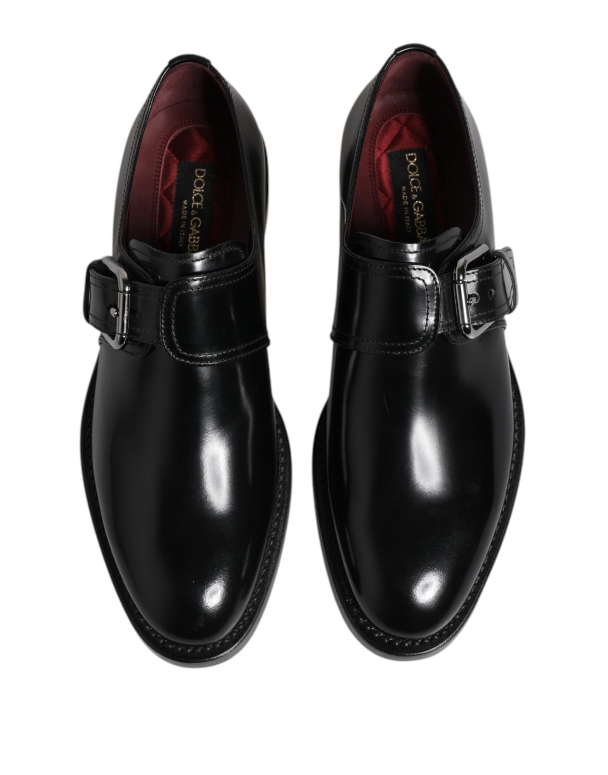 Dolce & Gabbana Black Leather Monk Strap Dress Shoes