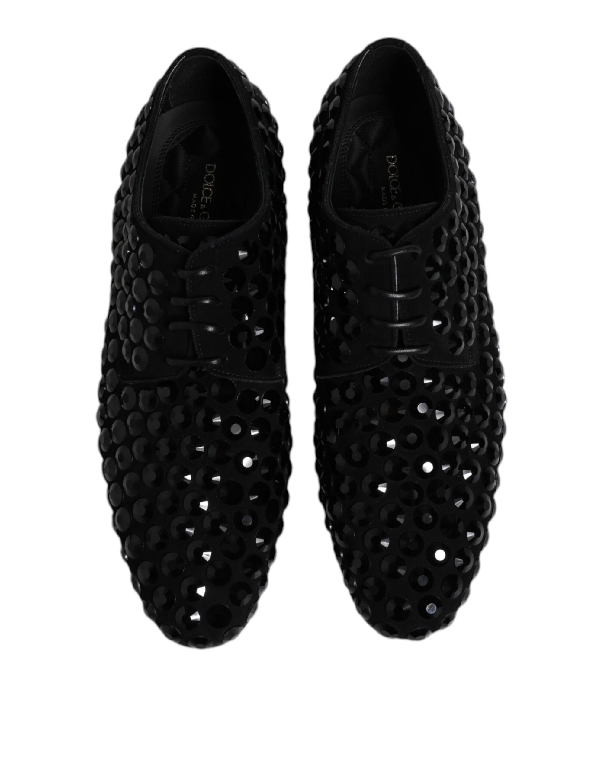 Dolce & Gabbana Black Studded Leather Derby Formal Shoes