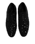 Dolce & Gabbana Black Studded Leather Derby Formal Shoes