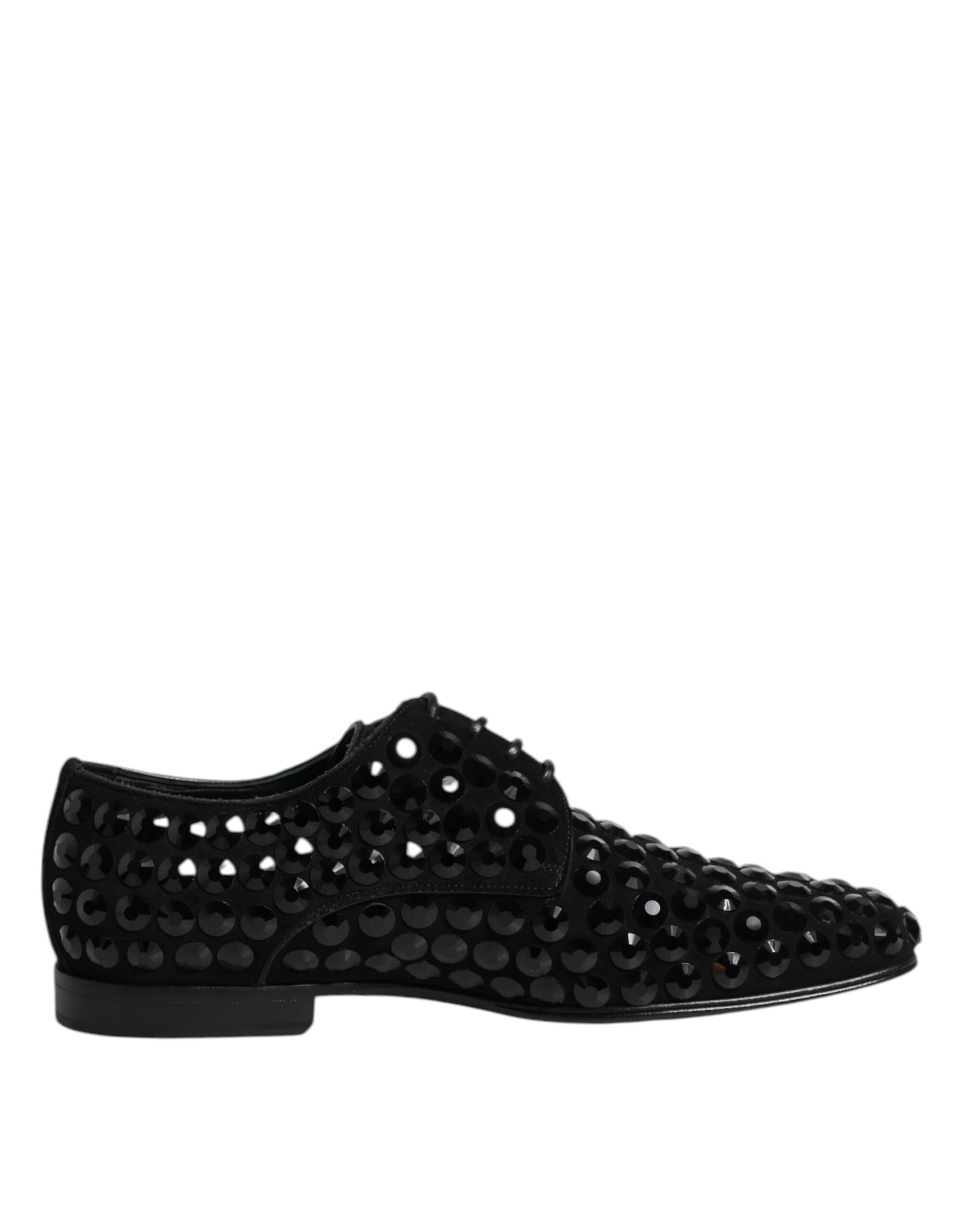 Dolce &amp; Gabbana Black Studded Leather Derby Formal Shoes